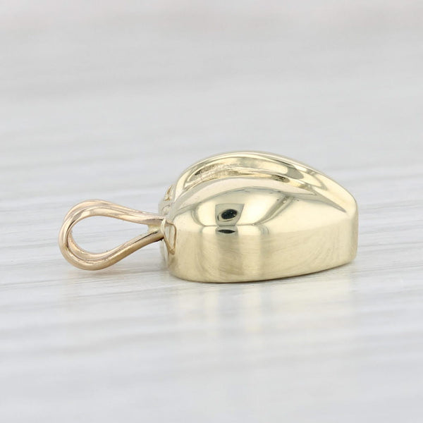 Light Gray 0.12ctw Diamond Puffy Heart Pendant 14k Yellow Gold Small Drop