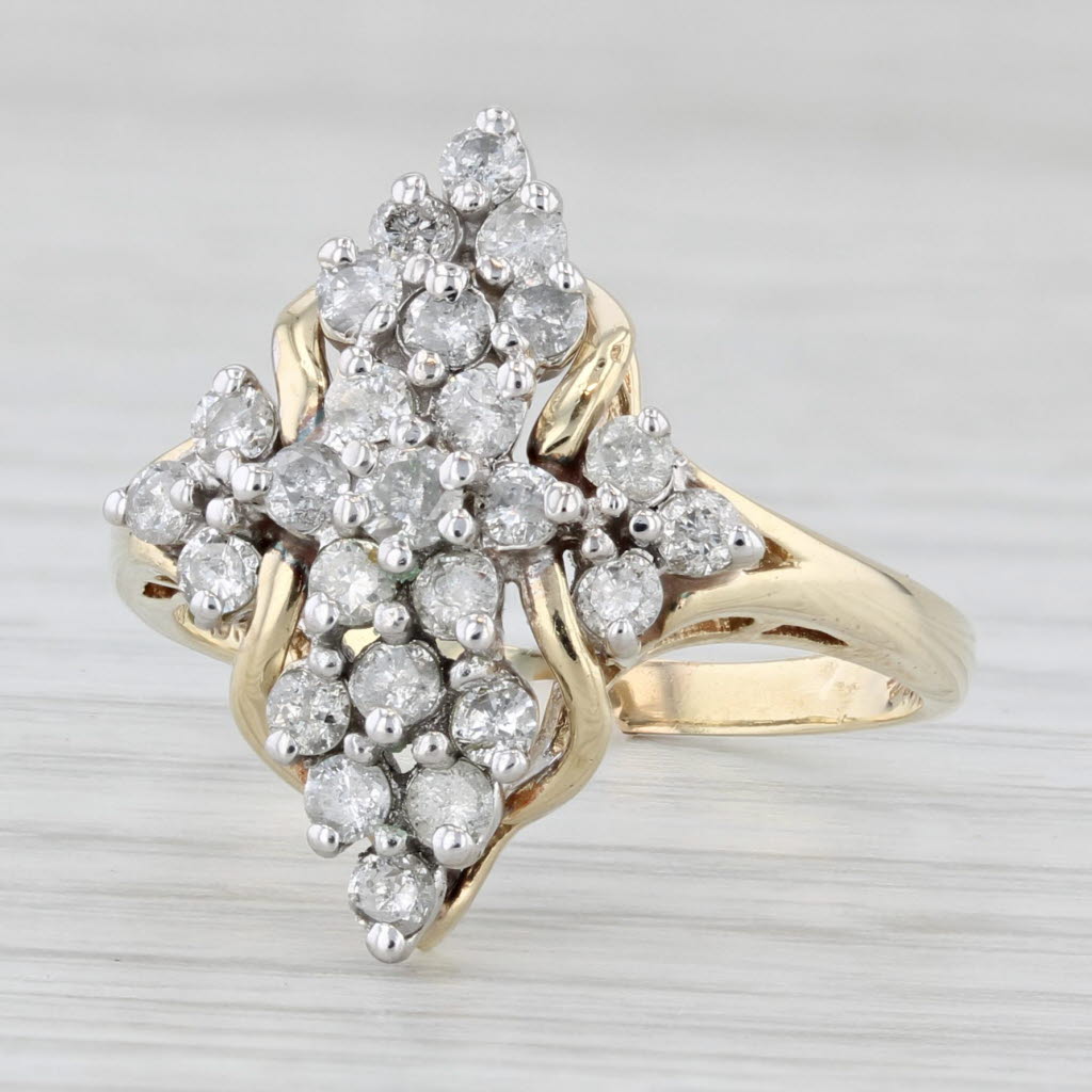Light Gray 0.75ctw Diamond Cluster Ring 10k Yellow Gold Size 8 Cocktail