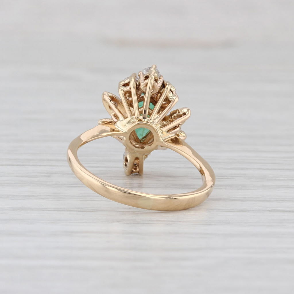 0.47ctw Pear Emerald Diamond Halo Ring 18k Yellow Gold Size 5