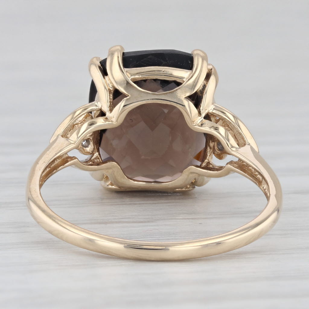 Light Gray 4.80ctw Smoky Quartz Diamond Ring 10k Yellow Gold Size 7.5