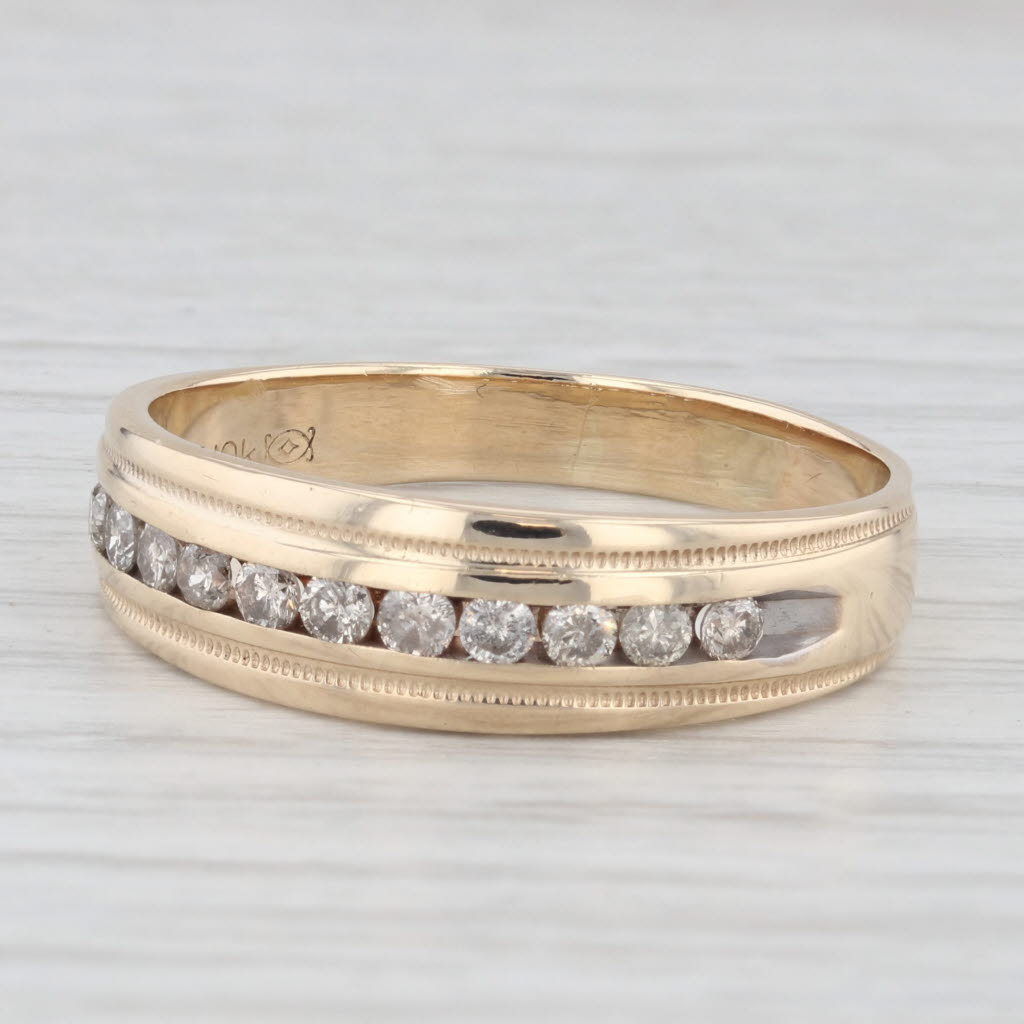 Light Gray 0.40ctw Diamond Men's Wedding Ring 10k Yellow Gold Size 12.5 Band