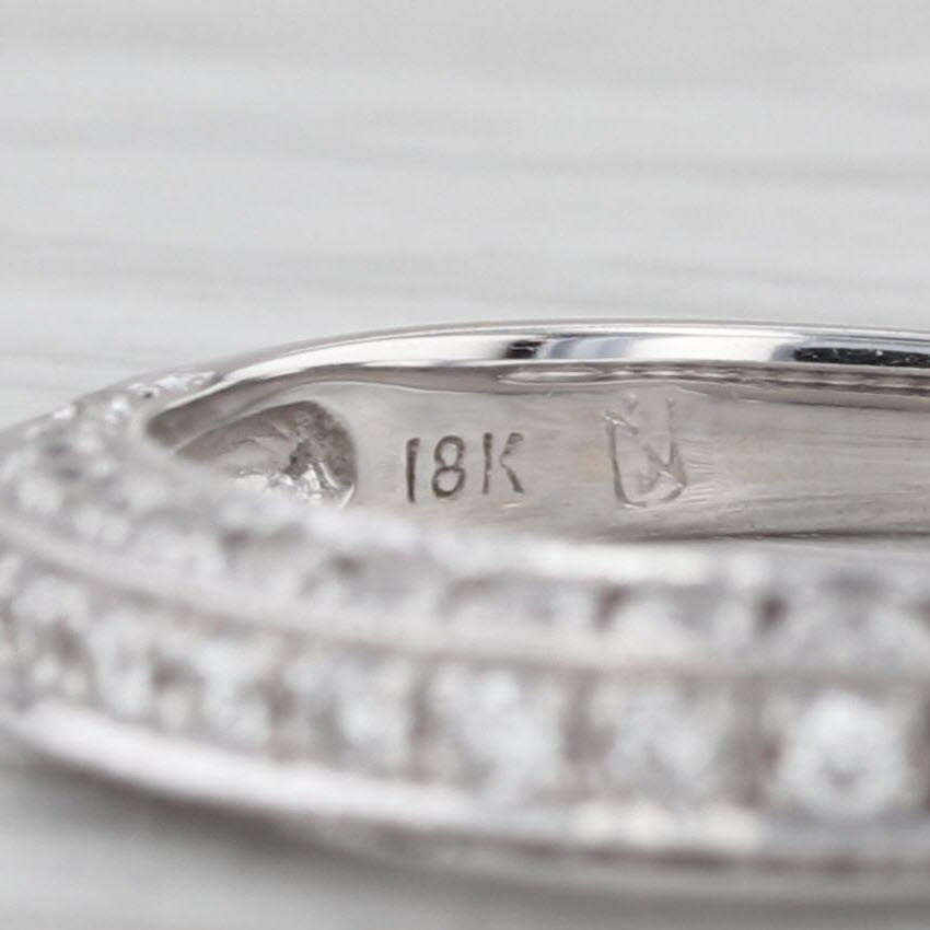 0.42ctw Diamond Wedding Band 18k White Gold Size 5 Stackable Anniversary Ring