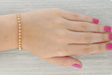Tan Beaded Bolo Chain Bracelet 10k Yellow Gold Adjustable Length 9.5"