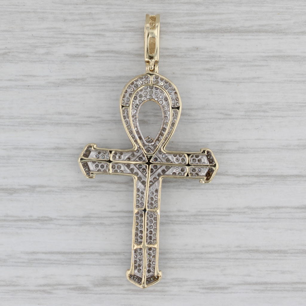 Gray 1ctw Diamond Ankh Cross Pendant 10k Yellow Gold Egyptian