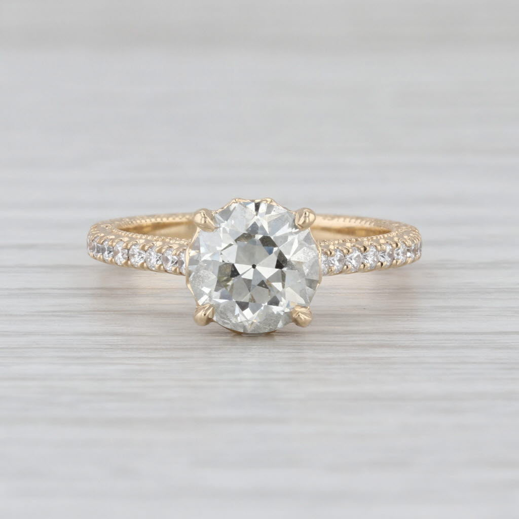 GIA 2.21ctw Round Diamond Hidden Halo Engagement Ring 14k Yellow Gold Size 6.5