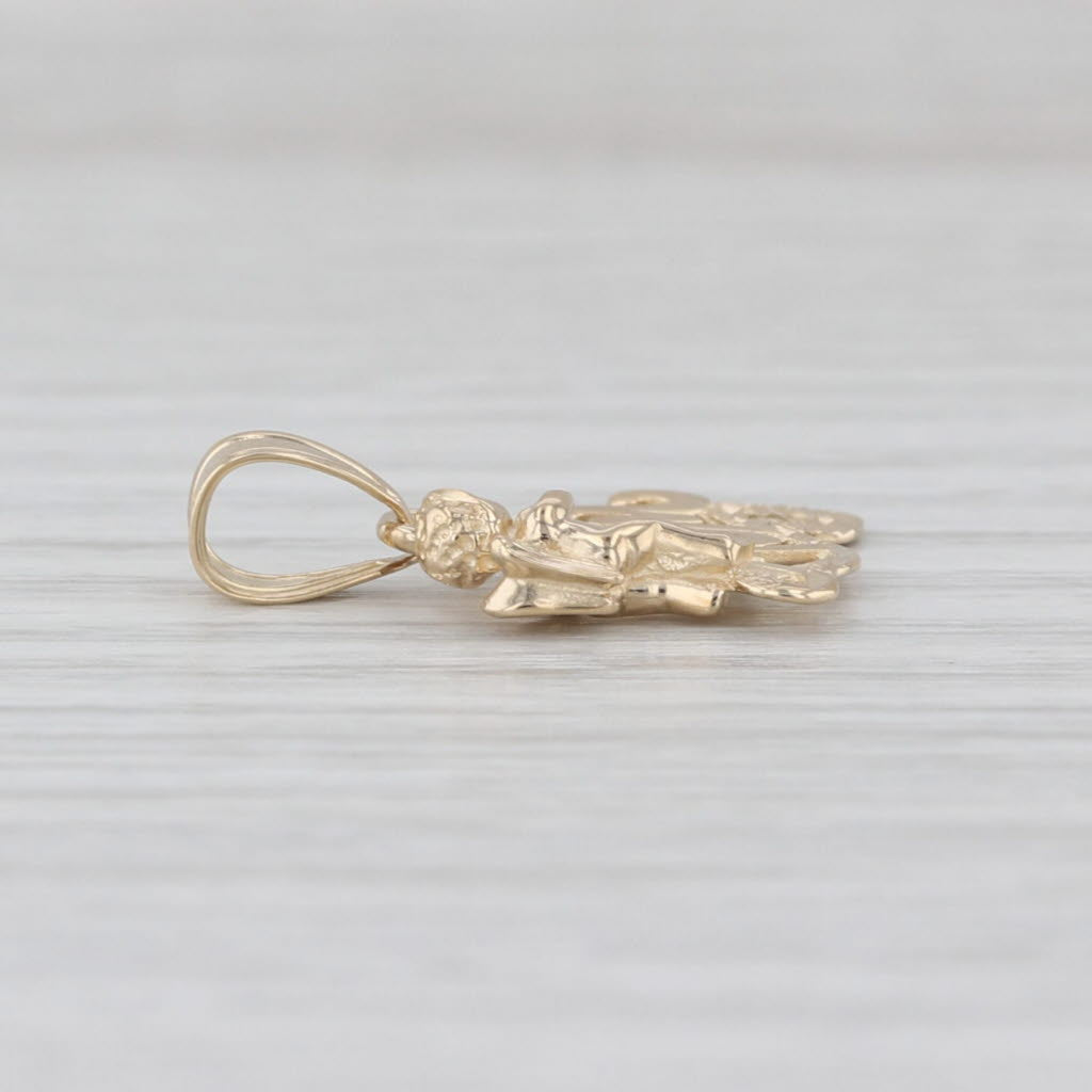 Mom Heart Guardian Angel Pendant 14k Yellow Gold Gift for Mother