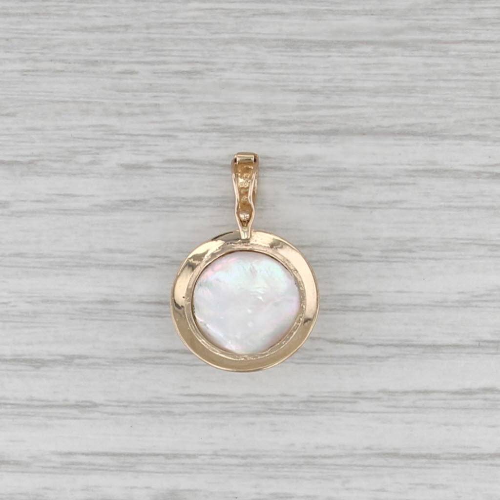 Cultured Mabe Pearl Enhancer Pendant 14k Yellow Gold clip Bail