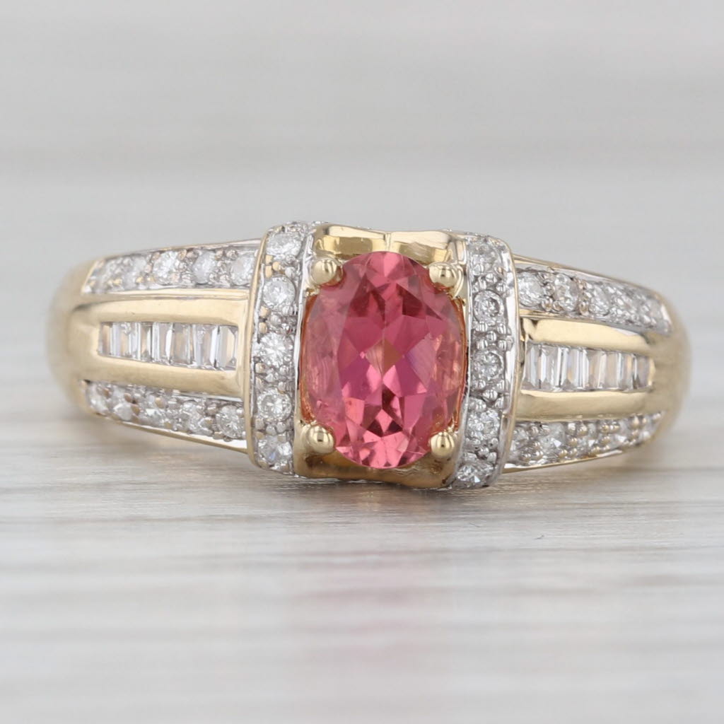 Gray 1.20ctw Pink Tourmaline Diamond Ring 14k Yellow Gold Size 7