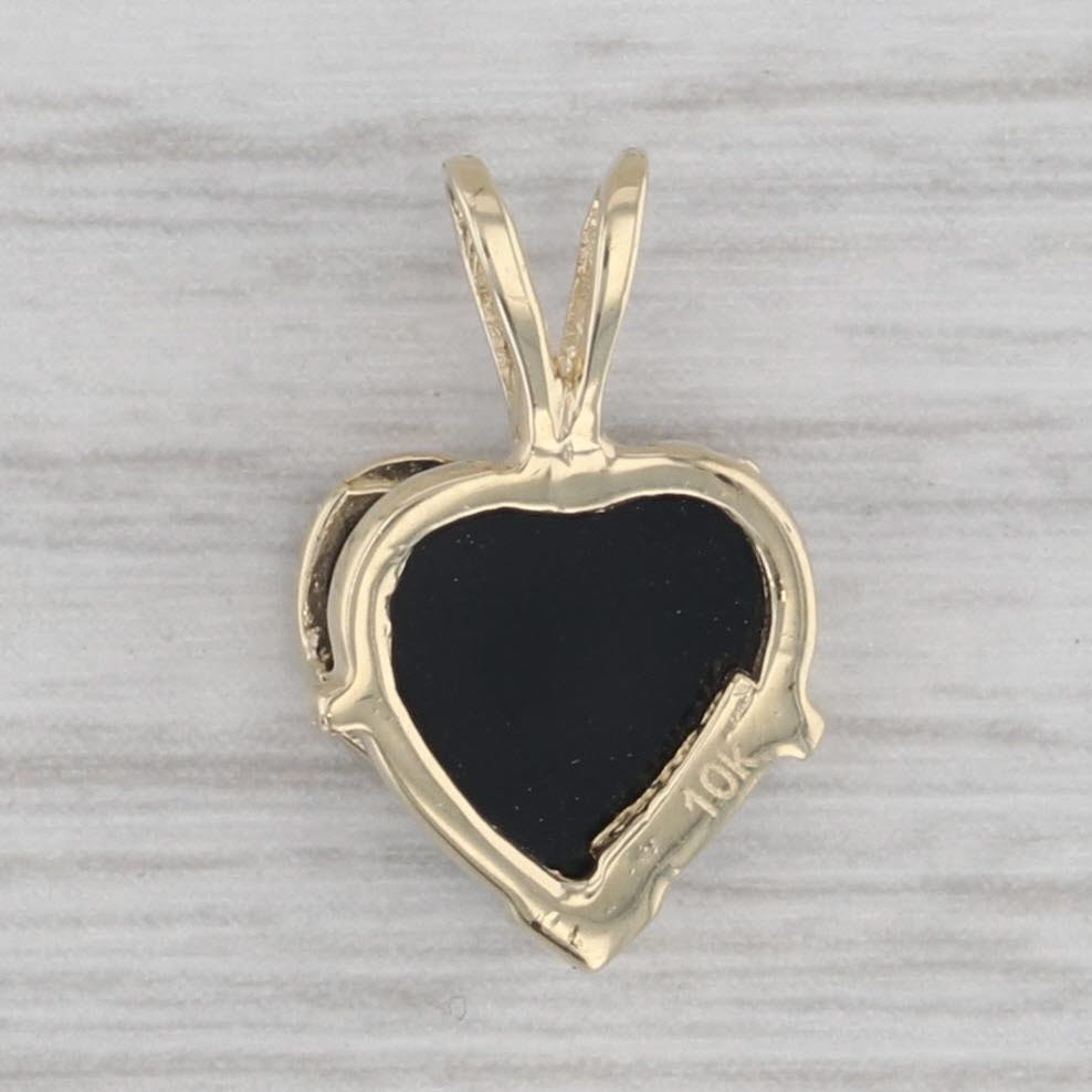 Gray Mom Onyx Heart Pendant 10k Yellow Gold Small Drop Gift Keepsake