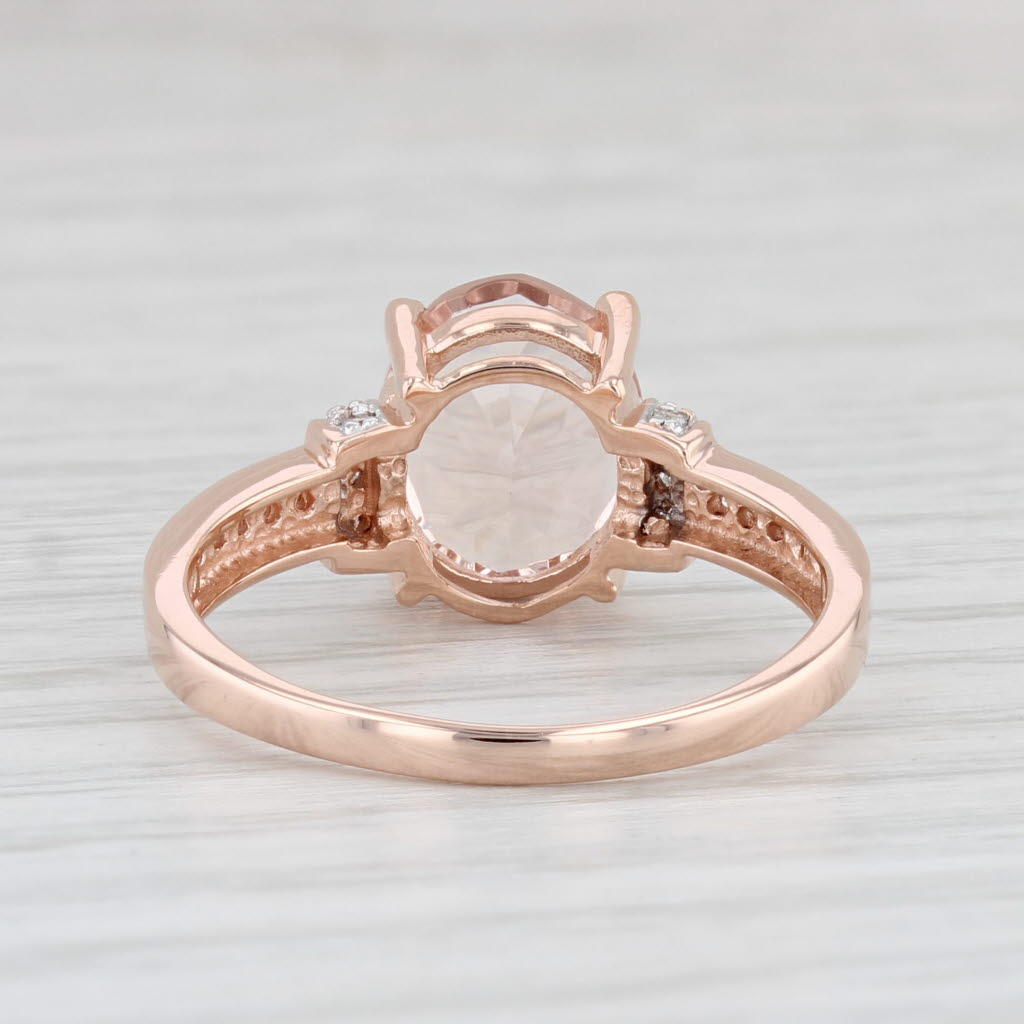 Light Gray 2.48ctw Oval Pink Morganite Diamond Ring 10k Rose Gold Size 8 Engagement