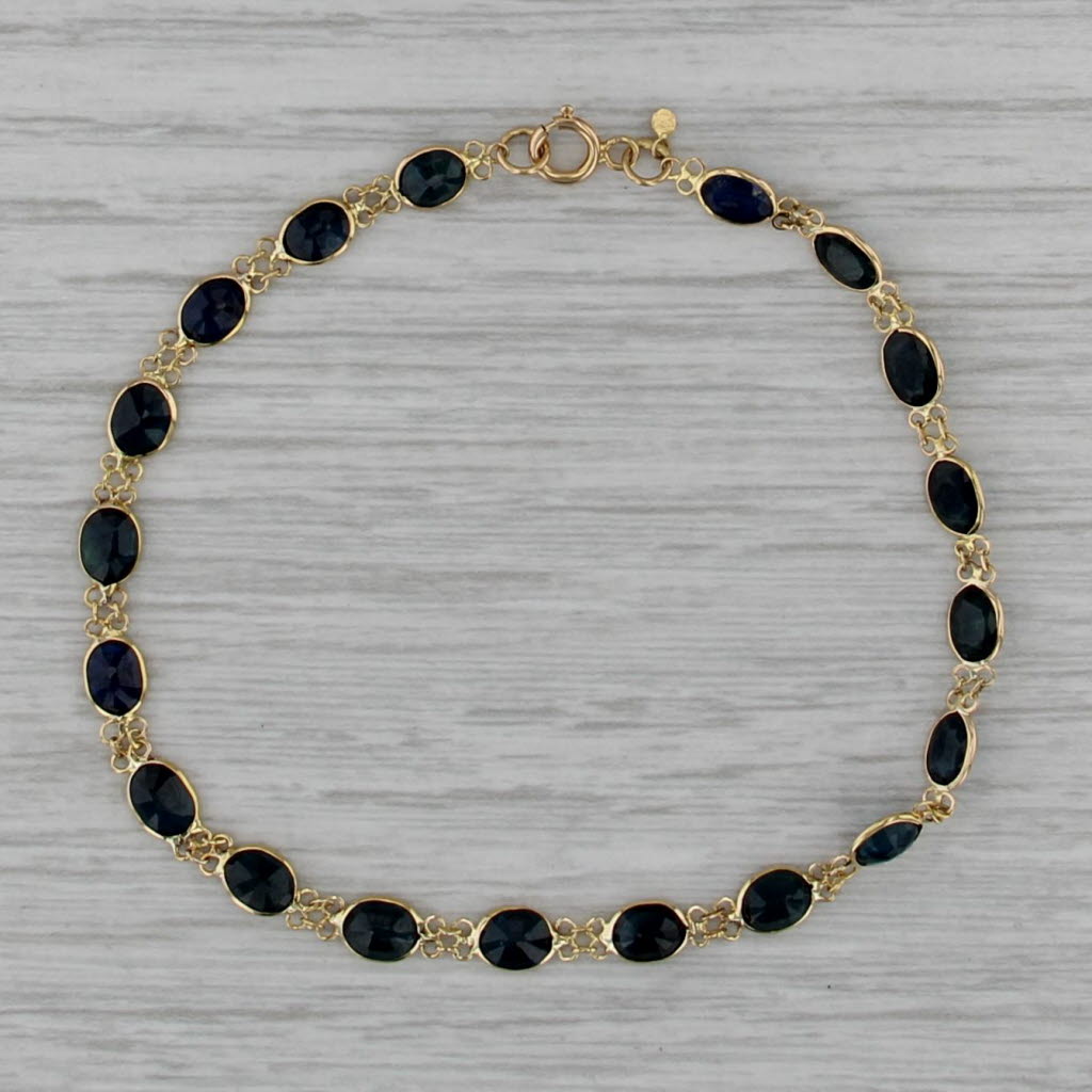 6.60ctw Blue Sapphire Tennis Bracelet 18k Yellow Gold 7" 4.1mm