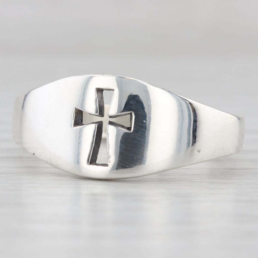 Light Gray James Avery Cross Ring Sterling Silver Size 13 Men's Band