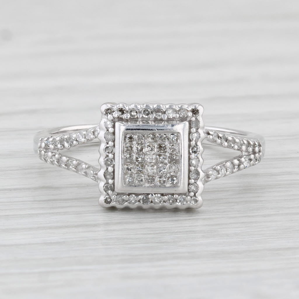 Light Gray 0.30ctw Diamond Halo Ring 10k White Gold Size 7 Engagement