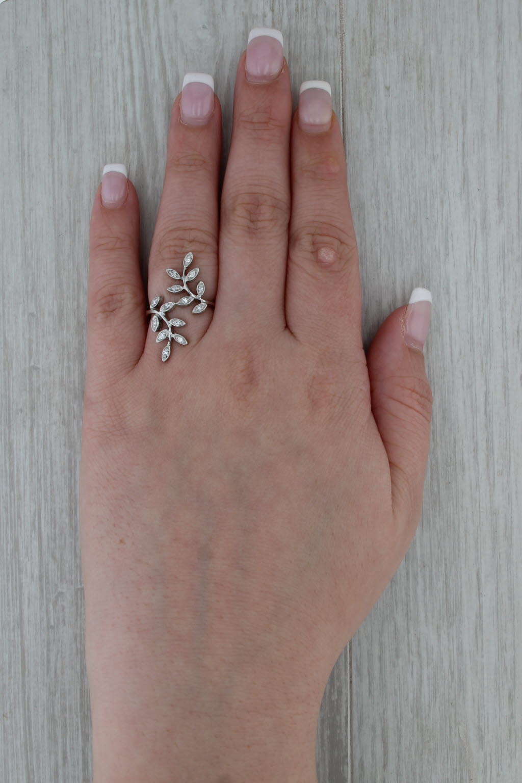 0.20ctw Vine Work Flower Bypass Ring 14k Yellow Gold Size 6.25 Floral Cocktail