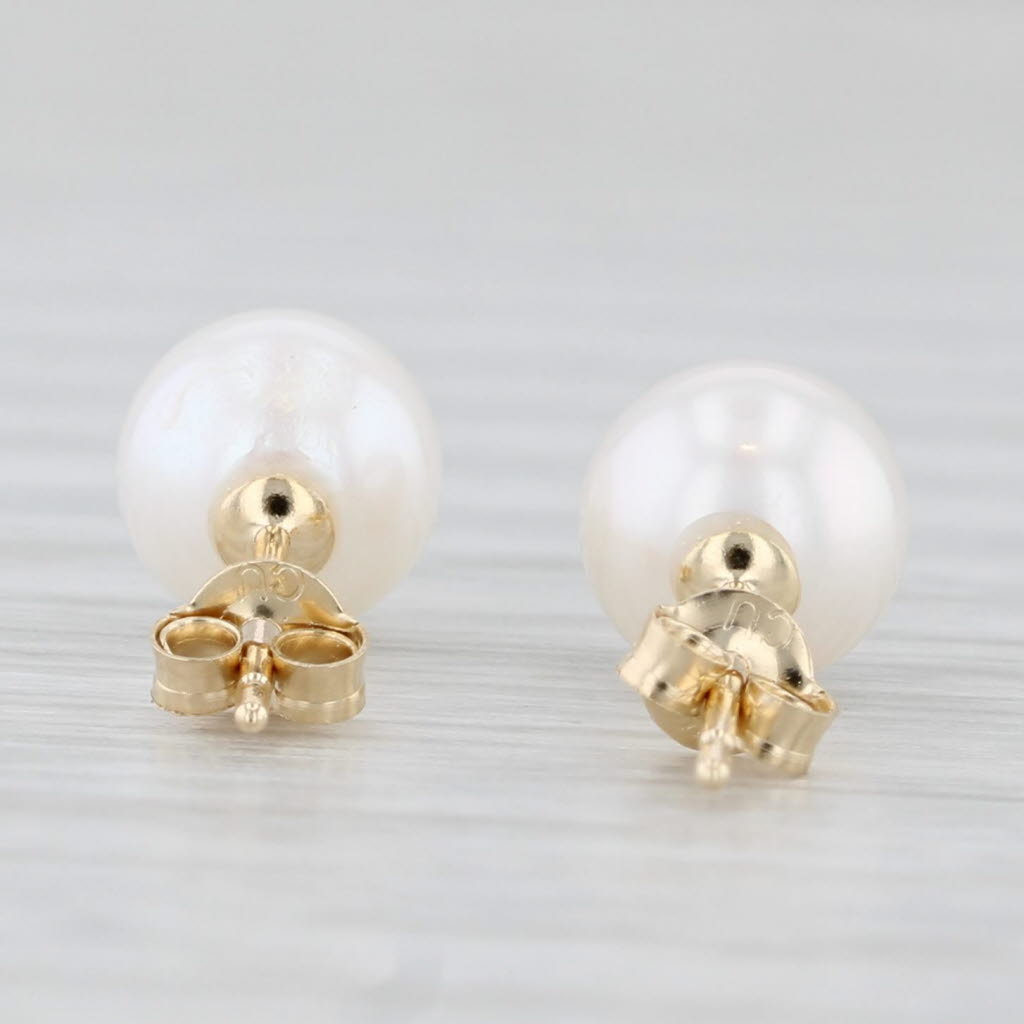 Light Gray New Cultured Pearl Stud Earrings 14k Yellow Gold 6-6.5mm