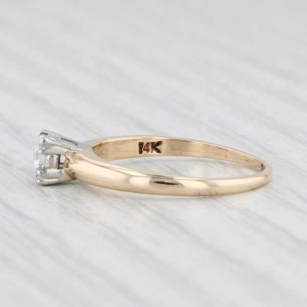 Vintage Round Solitaire Diamond Engagement Ring 14k Yellow Gold Size 5.25