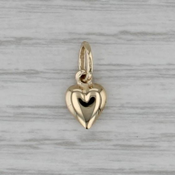 Small Puffy Heart Charm 14k Yellow Gold Pendant