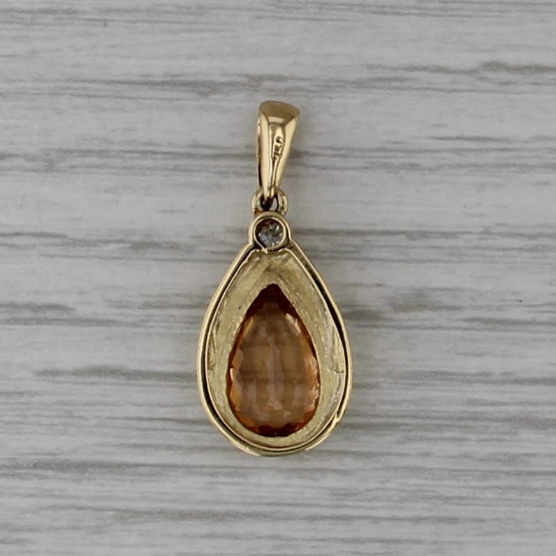 2.85ct Pear Yellow Topaz Diamond Teardrop Pendant 18k Yellow Gold