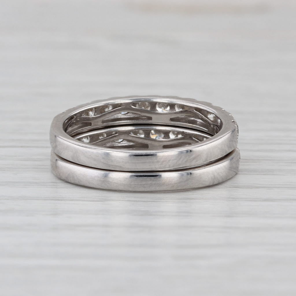 0.87ctw Diamond Wedding Anniversary Stackable Bands 14k White Gold Size 7-7.25