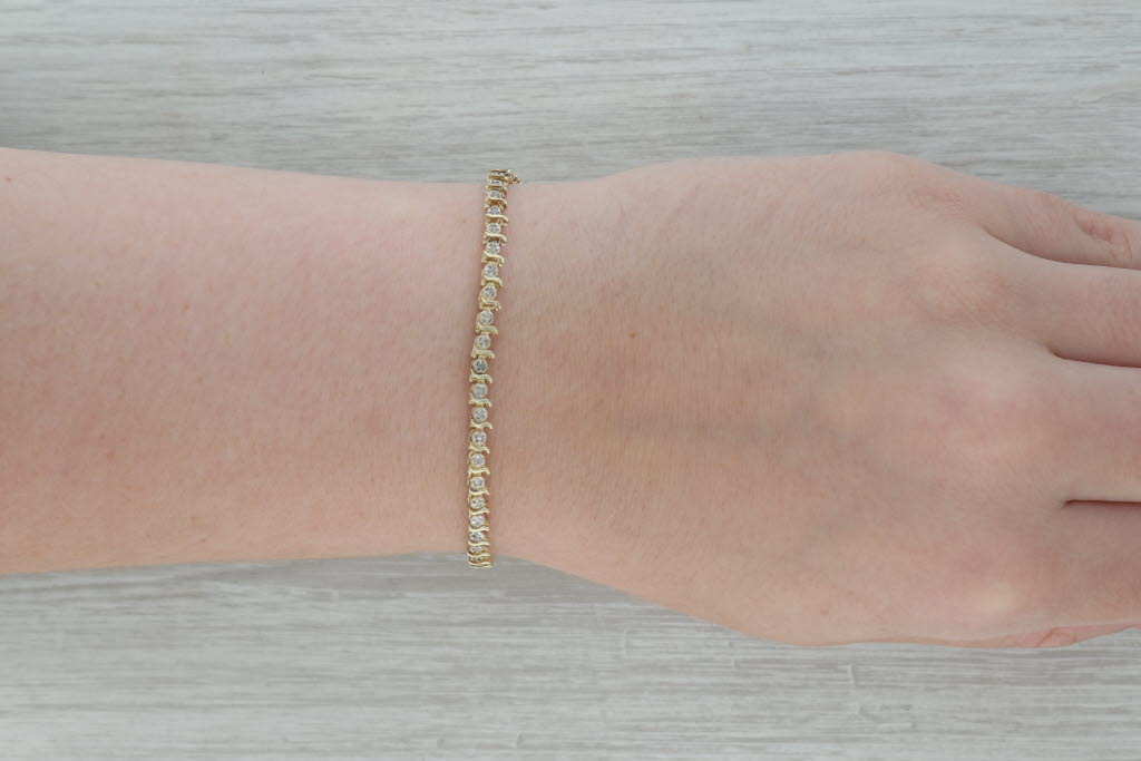 Dark Gray 0.50ctw Diamond Tennis Bracelet 10k Yellow Gold 7" 3.6mm