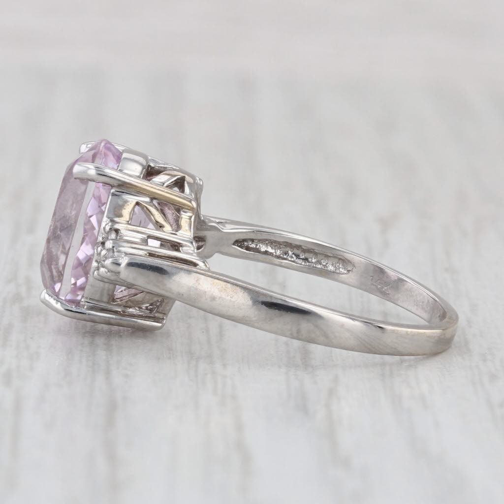 5.88ctw Pink Kunzite Diamond Ring 14k White Gold Size 8
