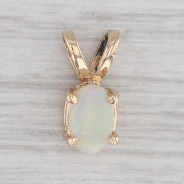 Oval Opal Solitaire Pendant 14k Yellow Gold Small Drop