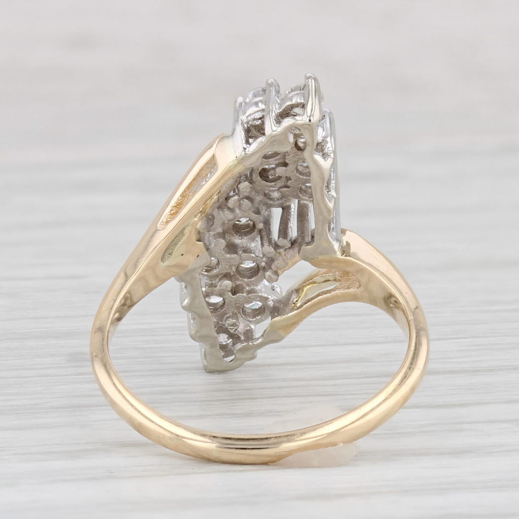 Light Gray 0.80ctw Diamond Cluster Ring 14k Yellow Gold Size 6.5 Cocktail Bypass