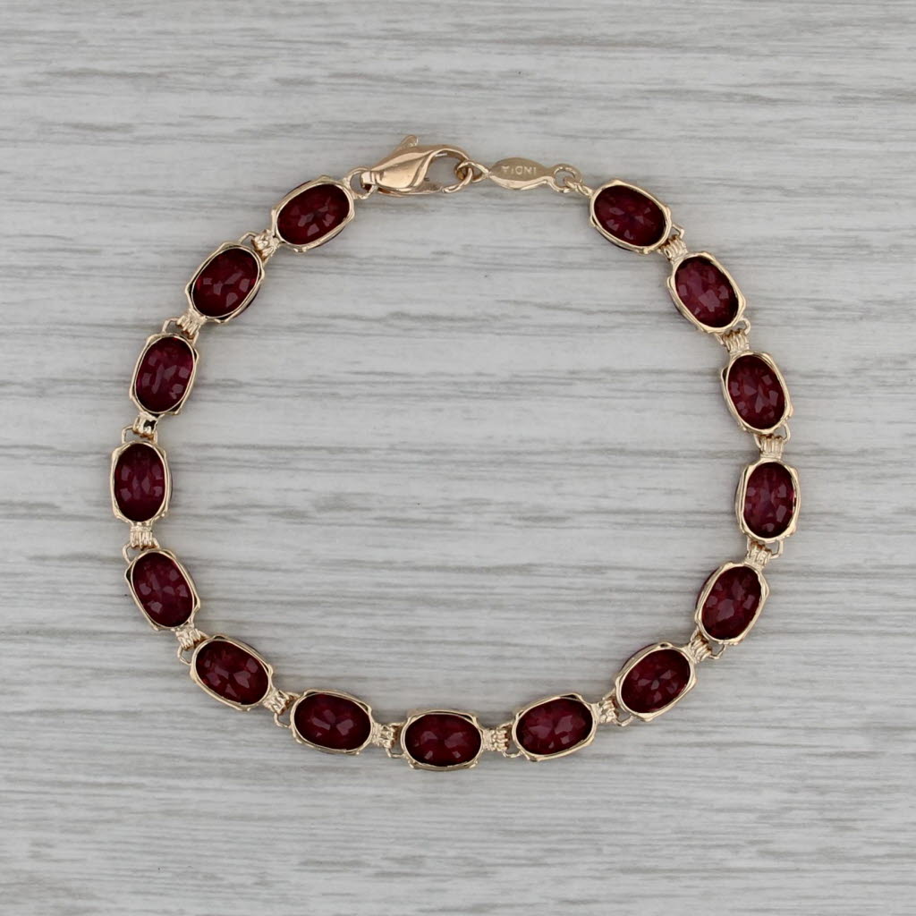 22.50ctw Rhodolite Garnet Tennis Bracelet 14k Yellow Gold 7" 6.2mm
