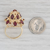 Gray 4ctw Garnet Cocktail Ring 14k Yellow Gold Size 4.75 Domed Cluster