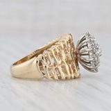 Light Gray 1ctw Diamond Cluster Ring 14k Yellow Gold Vintage Engagement Size 6.25