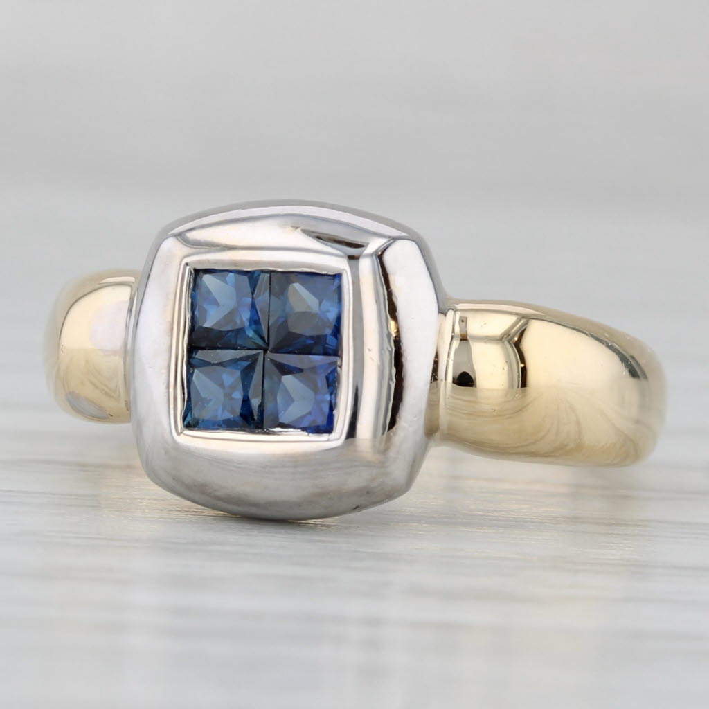Gray 0.58ctw Blue Sapphire Ring 18k White Yellow Gold Size 6.5