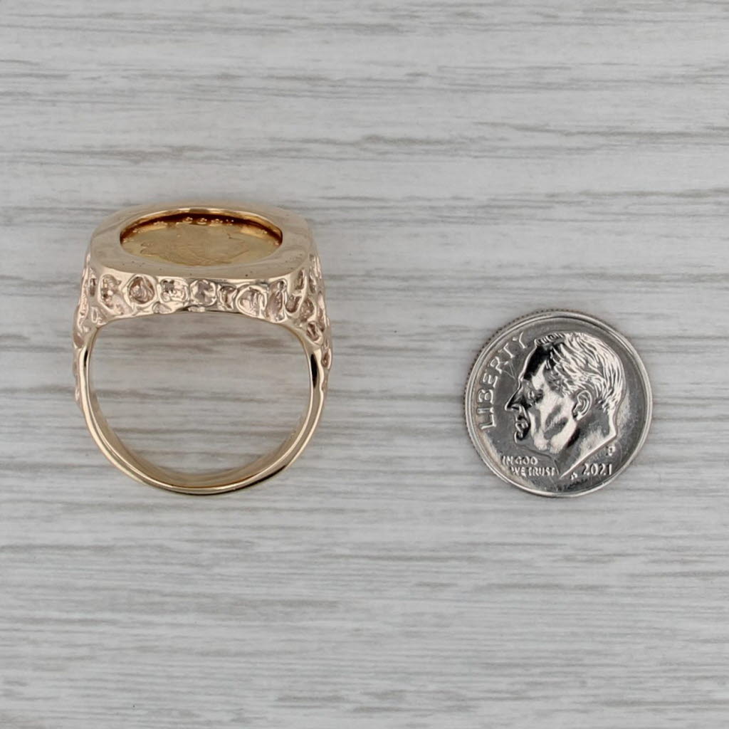 1899 $2.5 900 Gold Coin Nugget Ring 10k Yellow Gold Size 10.75 Signet
