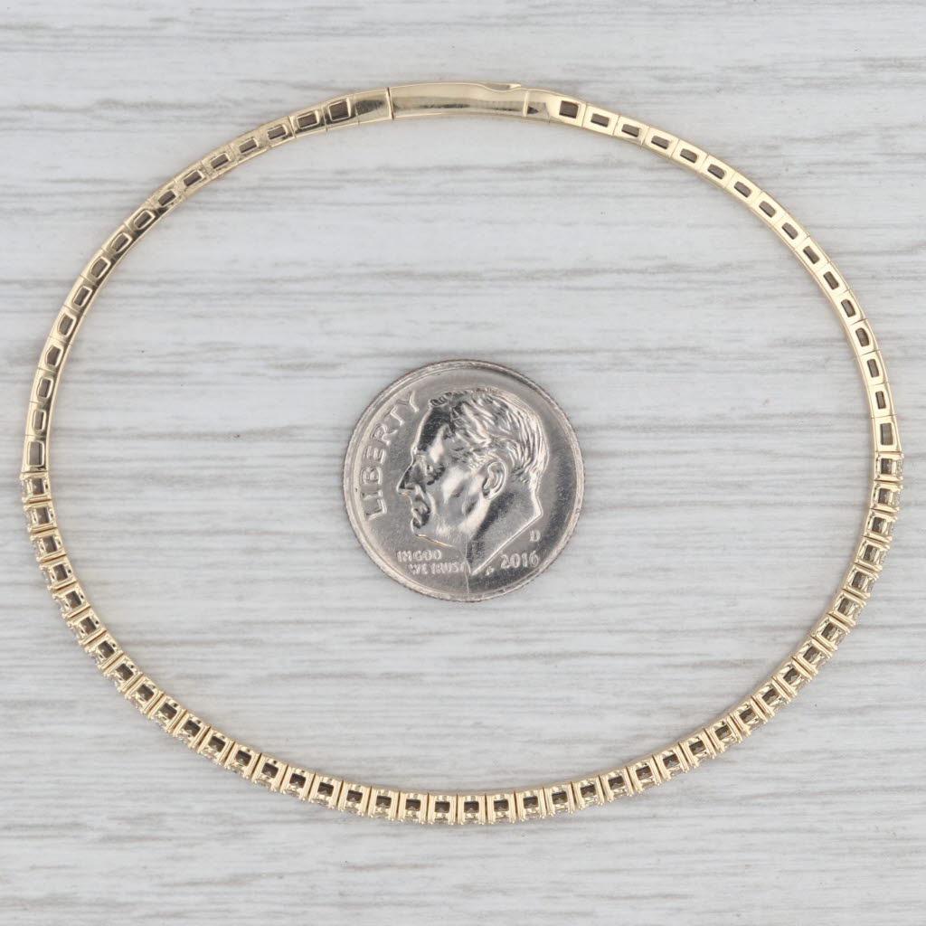 Light Gray New 1.02ctw Diamond Bead Flexible Bangle Tennis Bracelet 14k Yellow Gold 6.75"