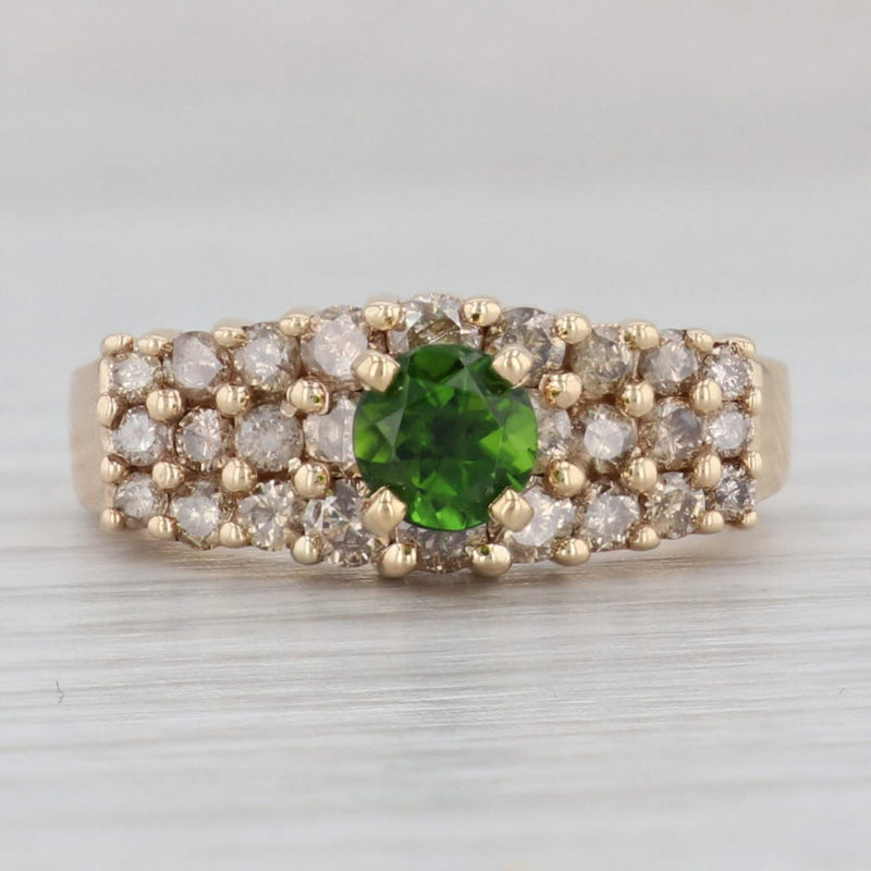 Gray 1.32ctw Green Chrome Diopside Champagne Diamond Ring 10k Yellow Gold Size 6