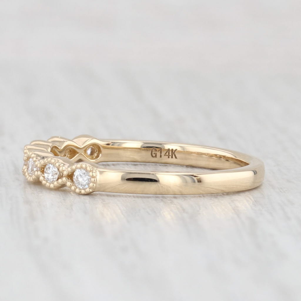 Light Gray New 0.16ctw Diamond Wedding Band 14k Yellow Gold Stackable Anniversary Ring 6.5