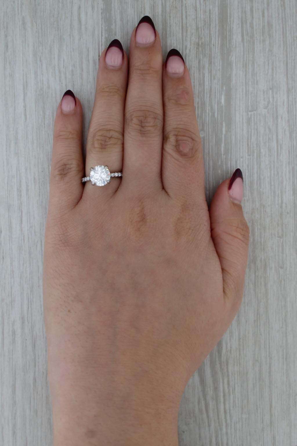 New IGI 3.55ctw Round Lab Grown Diamond Engagement Ring 14k White Gold Size 6.5