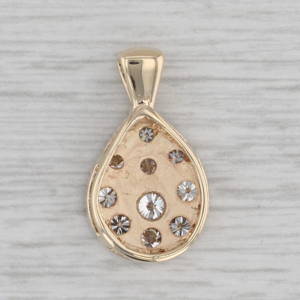 Gray 0.64ctw Diamond Cluster Teardrop Pendant 14k Yellow Gold