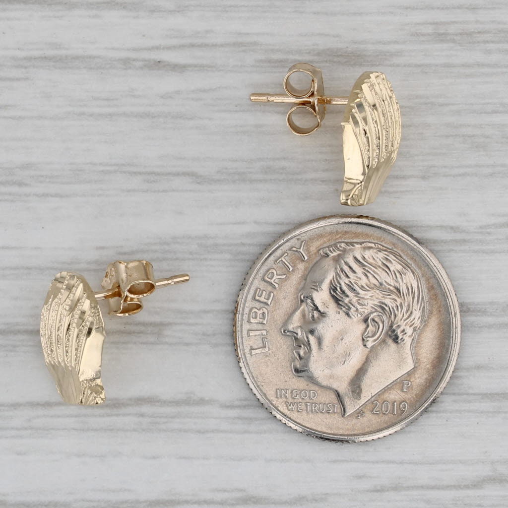 Gray Shell Stud Earrings 14k Yellow Gold Nautical Seashell Studs