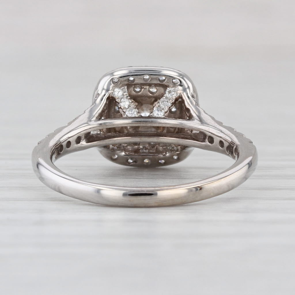 1ctw Round Diamond Halo Engagement Ring 14k White Gold Size 7 Cathedral
