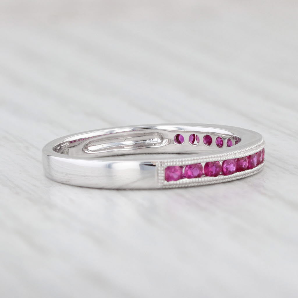 Light Gray New 0.30ctw Pink Magenta Sapphire Ring 14k White Gold Stackable Band Size 6.5