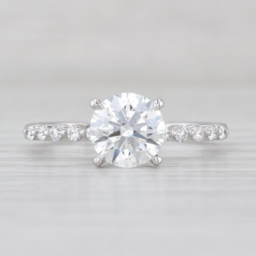 Lab Created Diamond Engagement Ring 14k White Gold Size 7.5 IGI