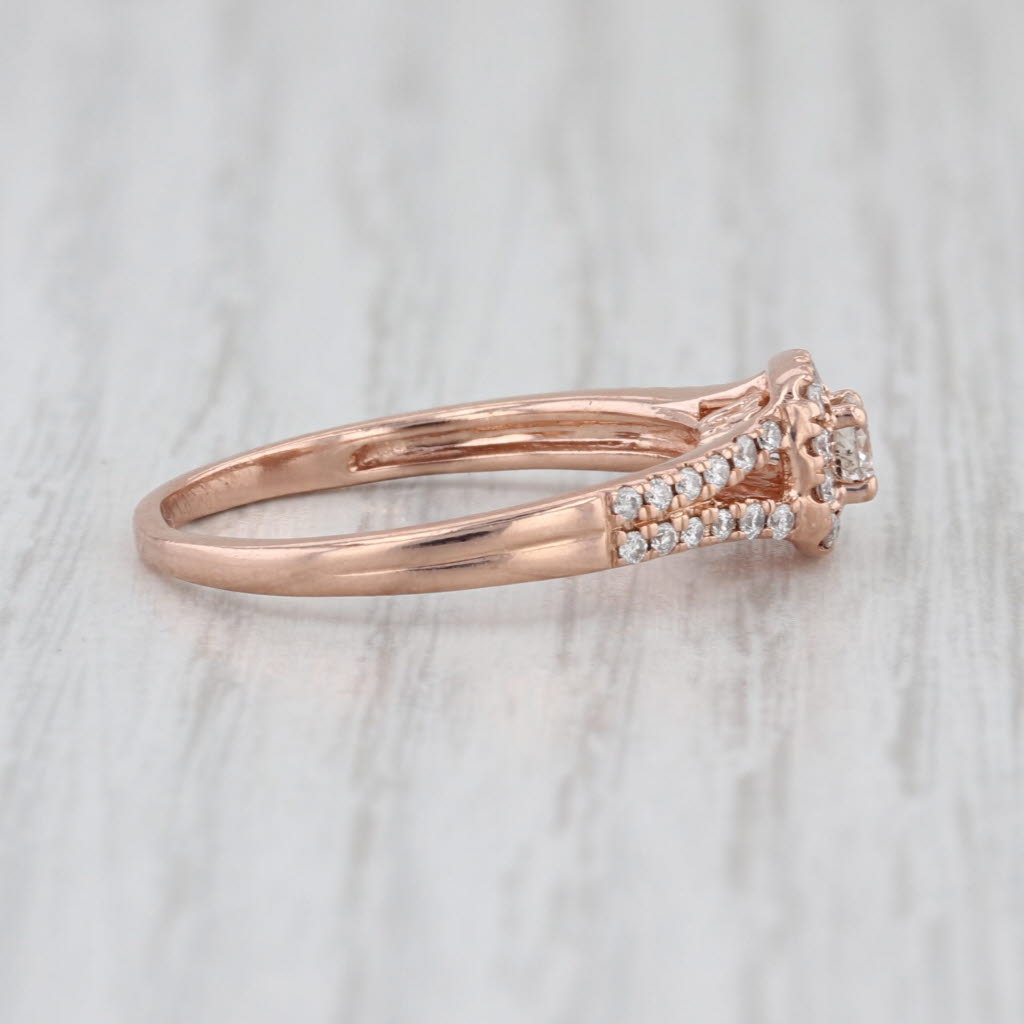 0.40ctw Round Diamond Halo Engagement Ring 10k Rose Gold Size 8.25