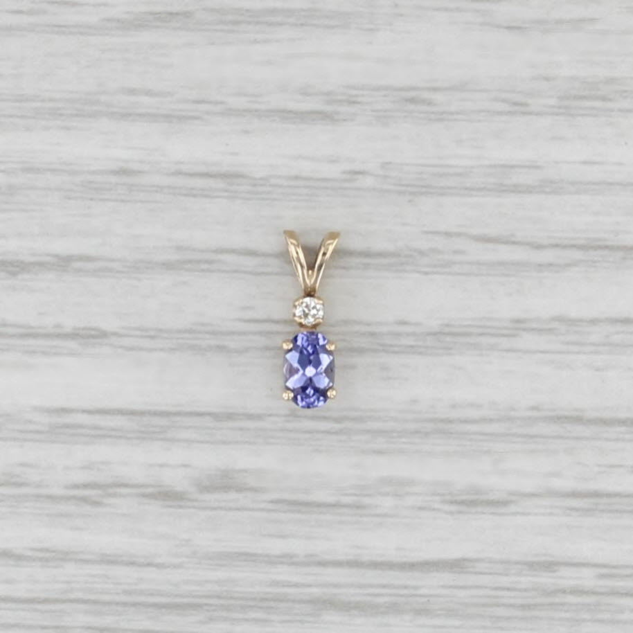 0.50ctw Tanzanite Diamond Pendant 14k Yellow Gold Small Drop