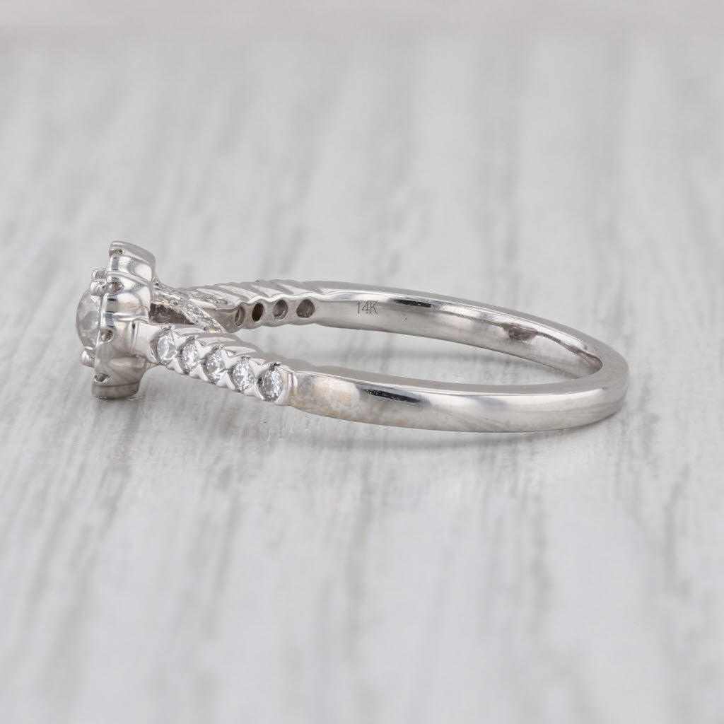 0.72ctw Diamond Halo Engagement Ring 14k White Gold Size 8
