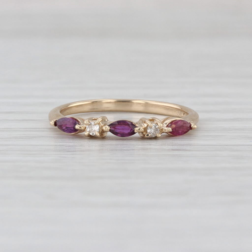 0.31ctw Ruby Diamond Ring 14k Yellow Gold Stackable Wedding Band Size 6