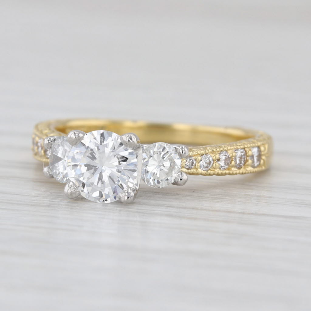 Scott Kay GIA 1.36ctw Diamond 3-Stone Engagement Ring 19k 800 Platinum Size 7