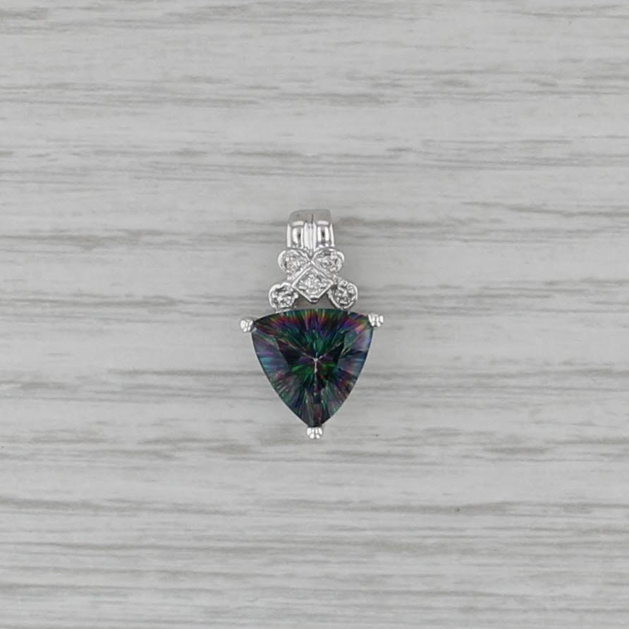 4.04ctw Mystic Topaz Diamond Pendant 14k White Gold Small Drop