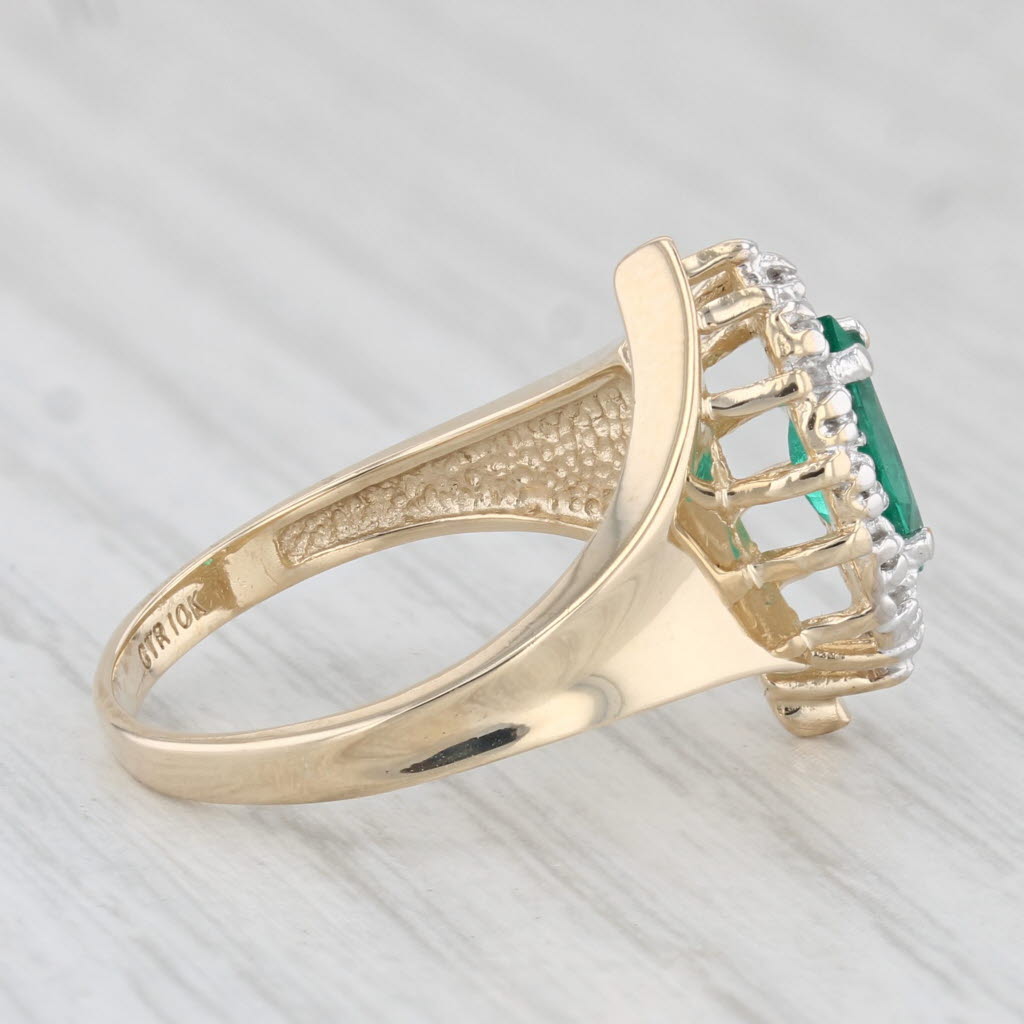 Light Gray 0.53ctw Lab Created Emerald Diamond Halo Ring 10k Yellow Gold Size 6.75