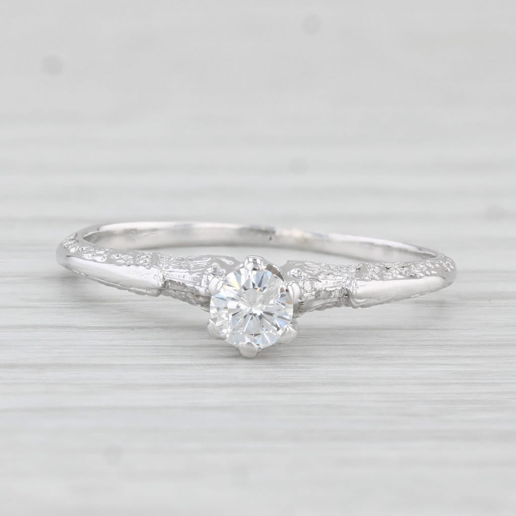 Light Gray 0.20ct Round Diamond Solitaire Ring 14k White Gold Size 6.25
