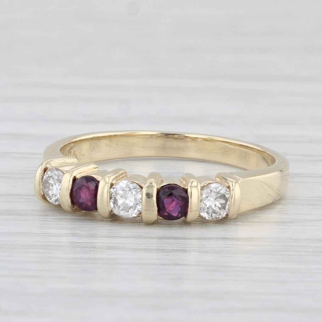 Light Gray 0.44ctw Ruby Diamond Ring 14k Yellow Gold Size 6.25 Stackable Wedding Band